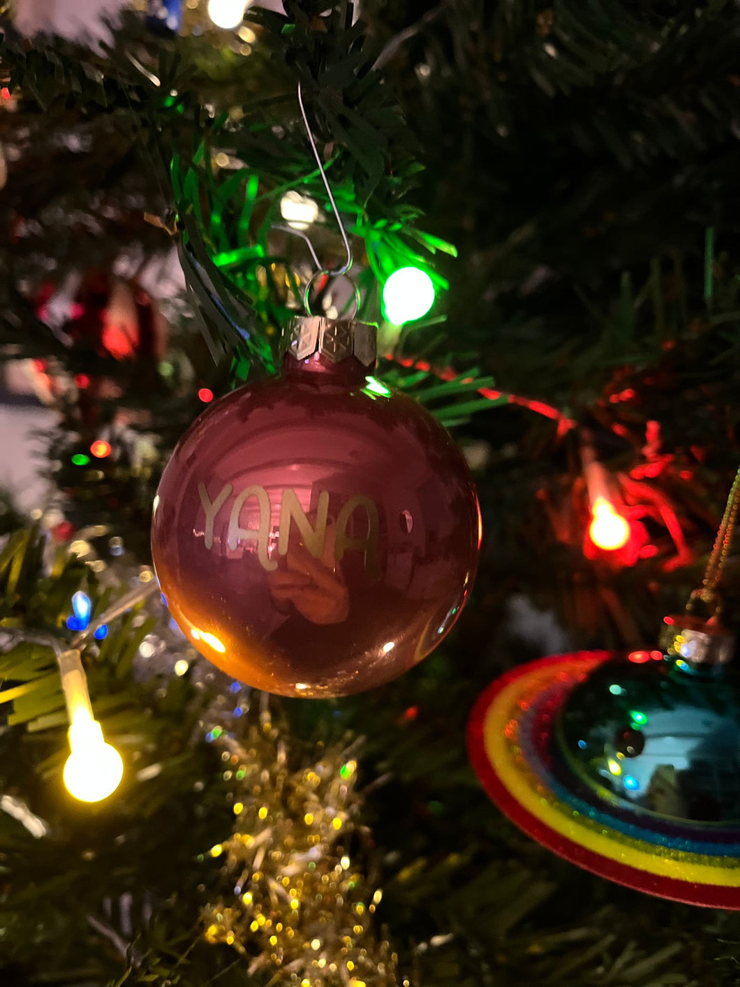 Kerstbal DONKER OUD ROZE GLANS